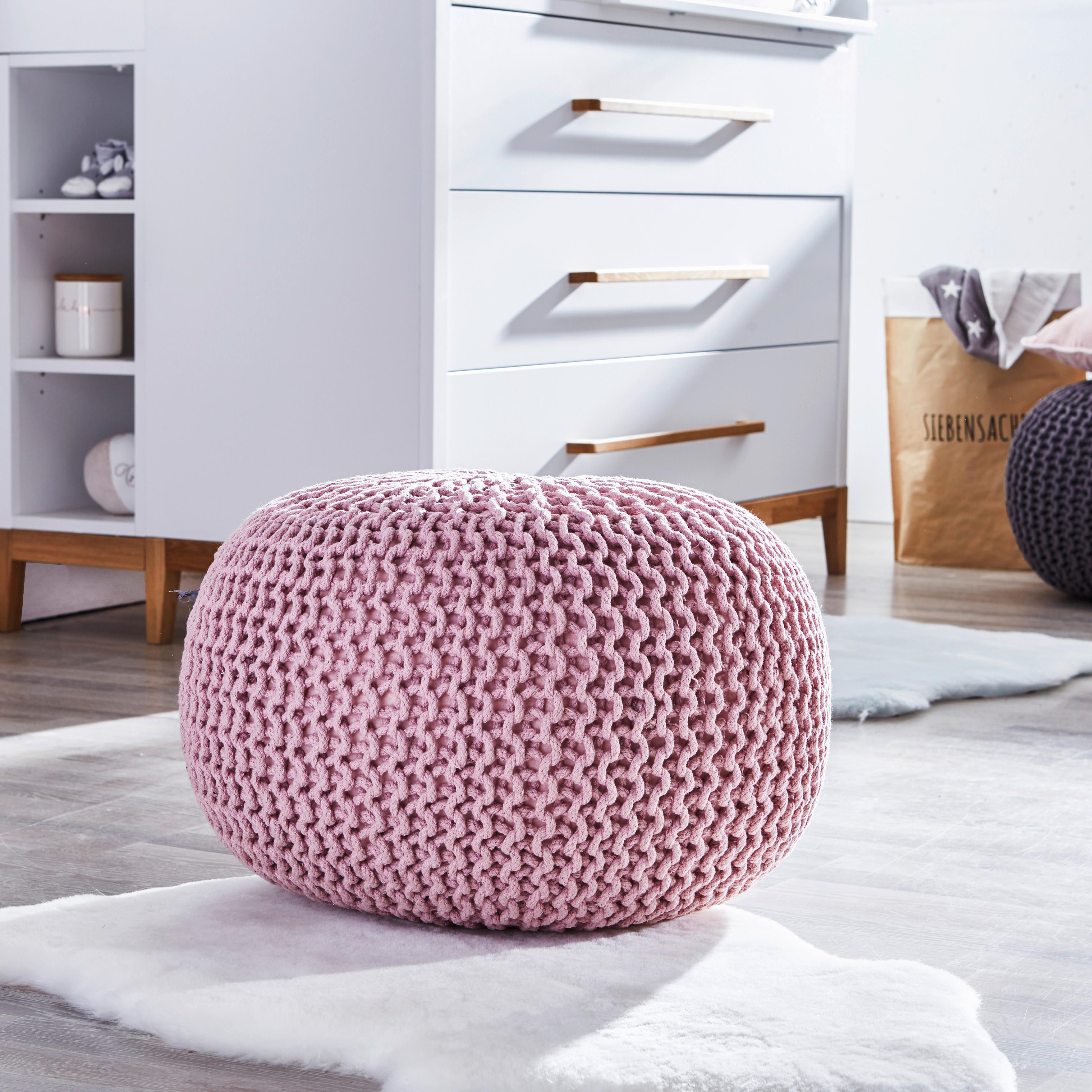 PUF BERGEN - różowy/szary, Trend, tkanina (55/55/35cm) - Linea Natura