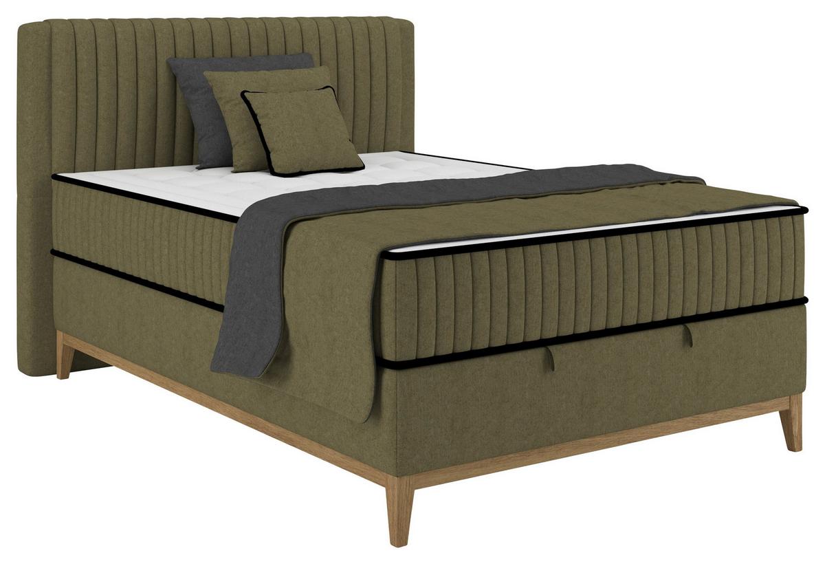 Bett Elena Olivgrün ca. 140x200cm - Olivgrün, KONVENTIONELL, Holz/Holzwerkstoff (140/200cm) - Sembella
