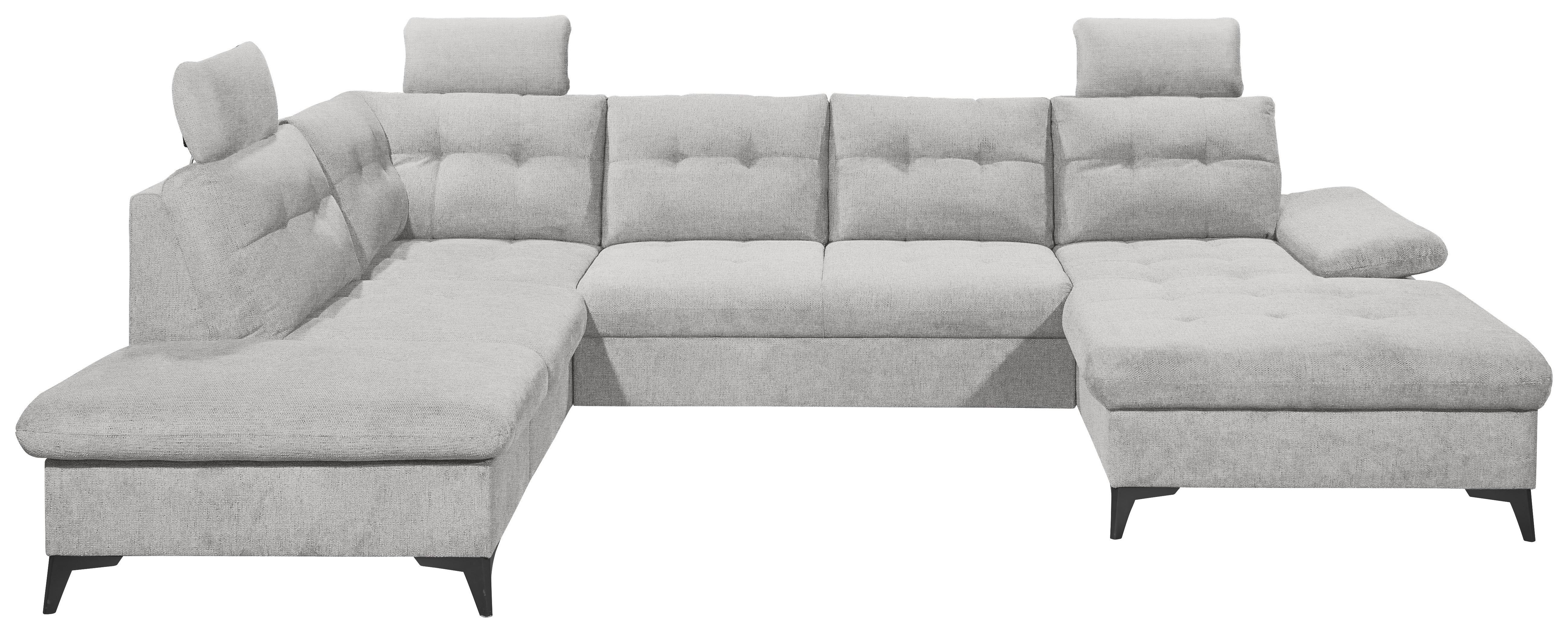 Wohnlandschaft Durban U ca. 218x324x170 cm Grau - Schwarz/Grau, KONVENTIONELL, Kunststoff/Textil (218/324/170cm) - MID.YOU