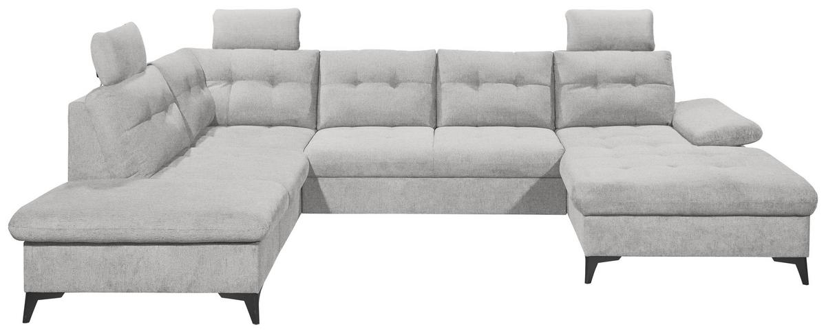 Wohnlandschaft Durban U ca. 218x324x170 cm Grau - Schwarz/Grau, KONVENTIONELL, Kunststoff/Textil (218/324/170cm) - MID.YOU