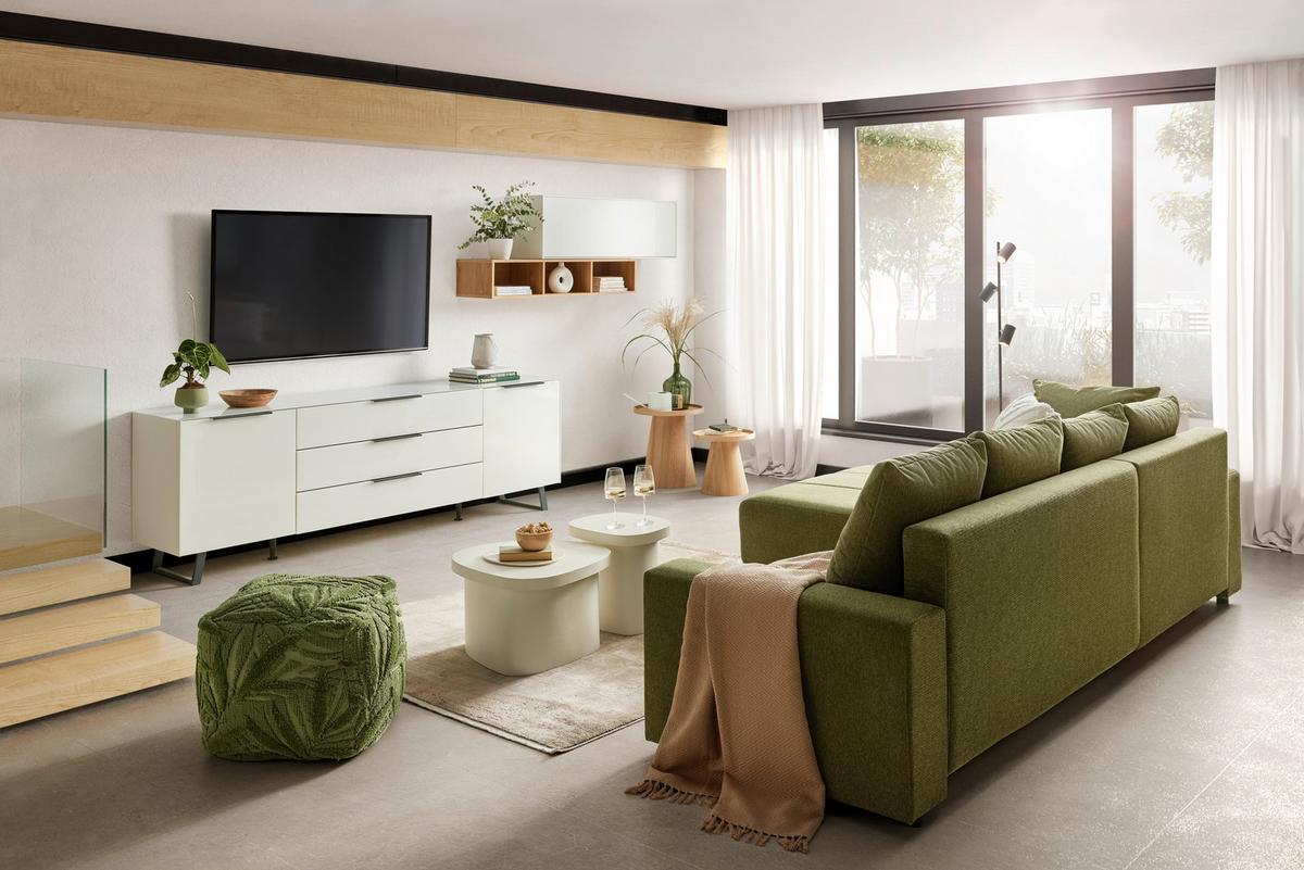 Nizka Omarica Max Box, Bela - barve nerjavečega jekla/črna, Moderno, kovina/umetna masa (235/63/45cm) - Premium Living
