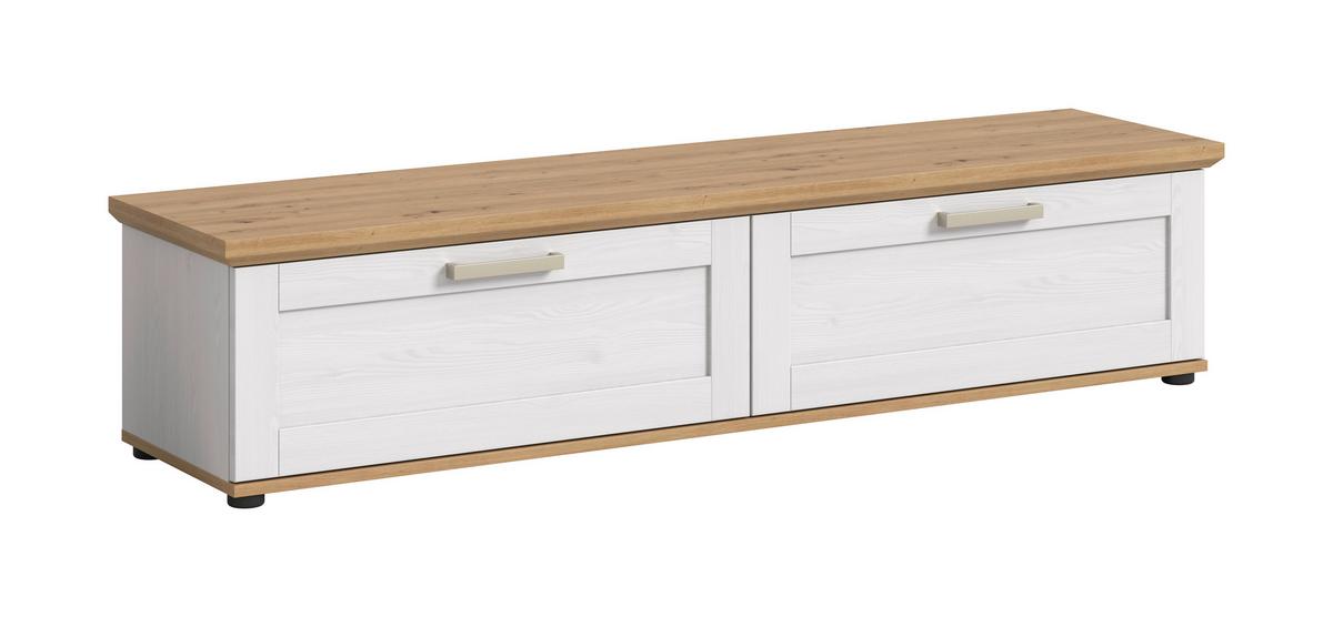 Nizka Omarica Verona, Bela, Barva Macesna - srebrne barve/črna, Design, umetna masa/leseni material (164/37/40cm) - Livetastic