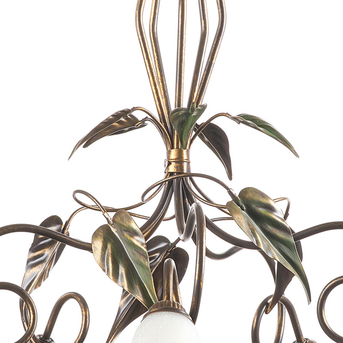 Kronleuchter Miranda Bronze/Olivgün max. 6 Watt - Bronzefarben/Olivgrün, KONVENTIONELL, Glas/Metall (90/130cm)