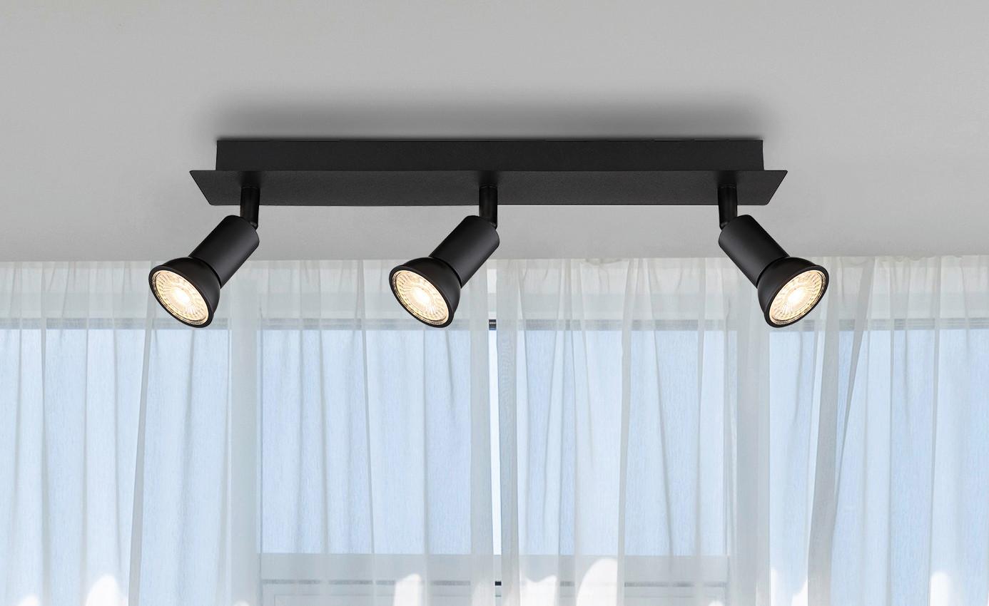 Strahler Drew in Schwarz max. 35 Watt - Schwarz, Design, Metall (40/6/9cm) - Globo