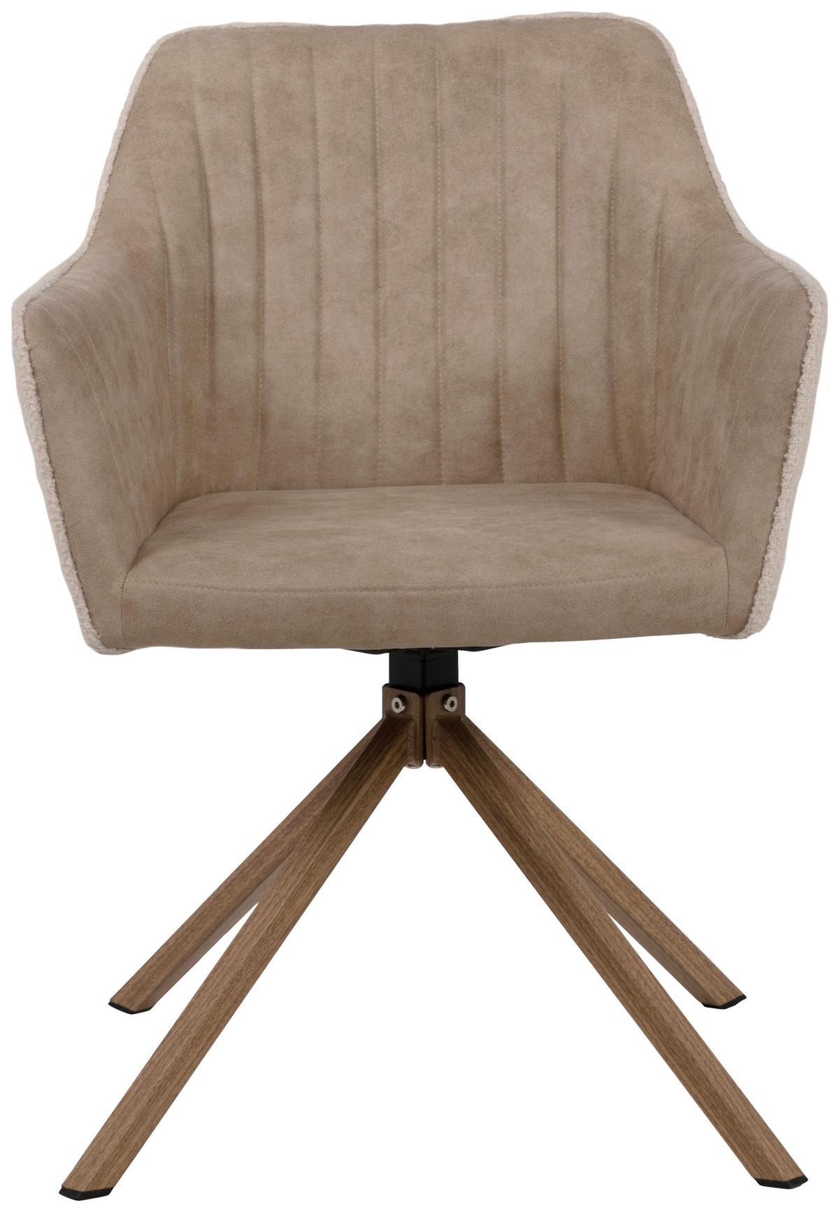 KRZESŁO Z PODŁOKIETNIKAMI RAY 70A - beżowy/kolor dębowy, Konventionell, metal/tkanina (58,5/81/60cm) - MID.YOU