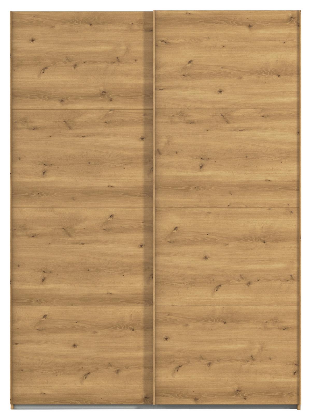 Omara Z Drsnimi Vrati Evelyn, Barva Hrasta - barve hrasta, Design, umetna masa/leseni material (162/223/68cm) - Novel
