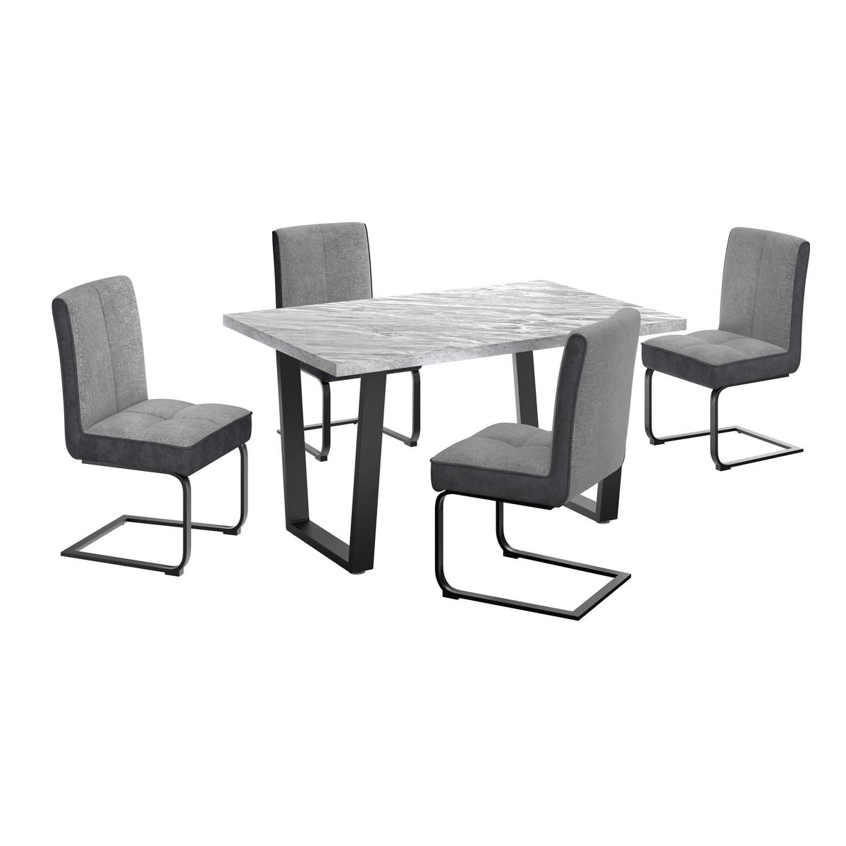 Jedilna Miza Melbourne, Siva, 140x90 - siva/črna, Moderno, kovina/leseni material (140/75/90cm)