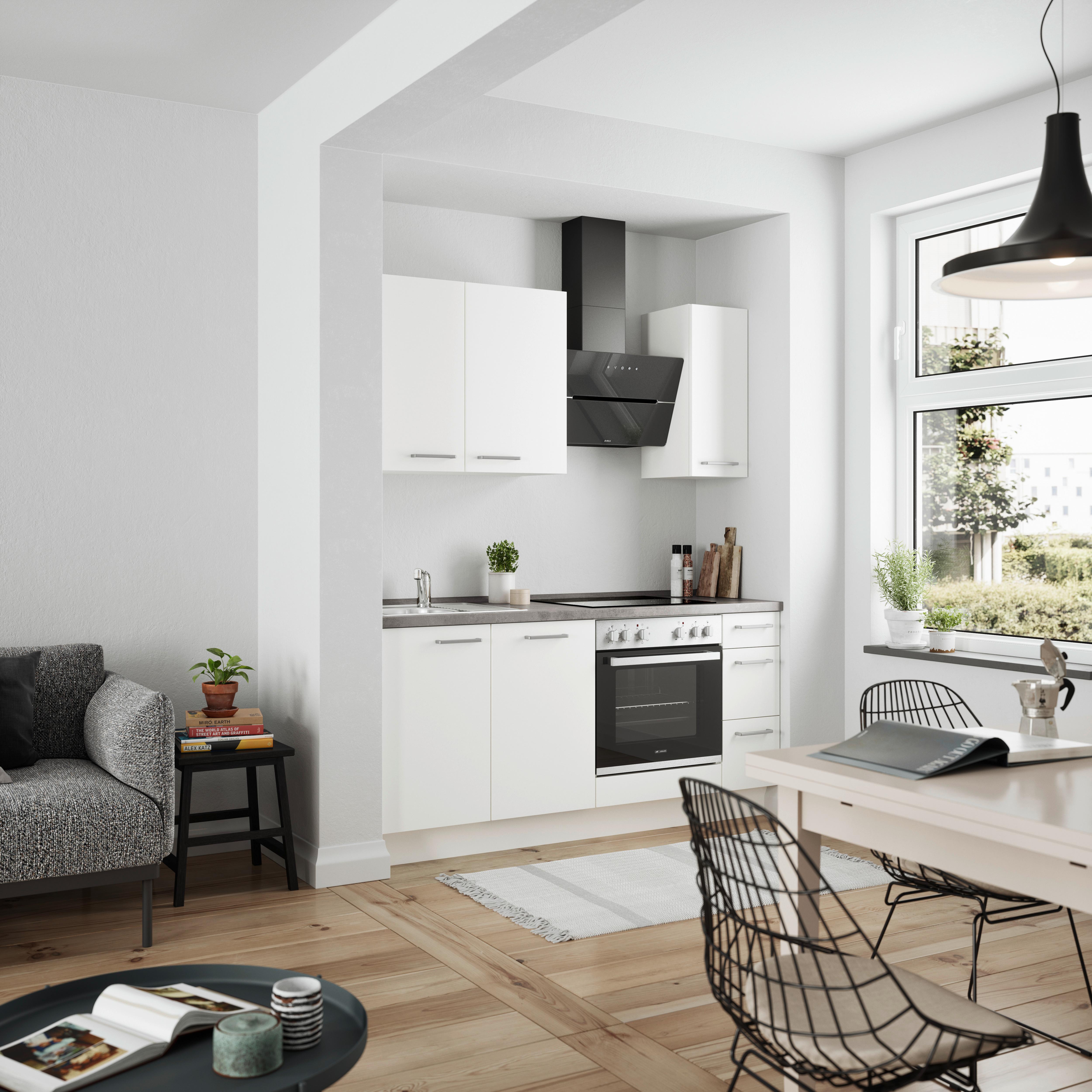 Küchenleerblock Touch High o. Geräte Weiß - Edelstahlfarben/Weiß, MODERN, Holzwerkstoff/Metall (180cm) - Nobilia