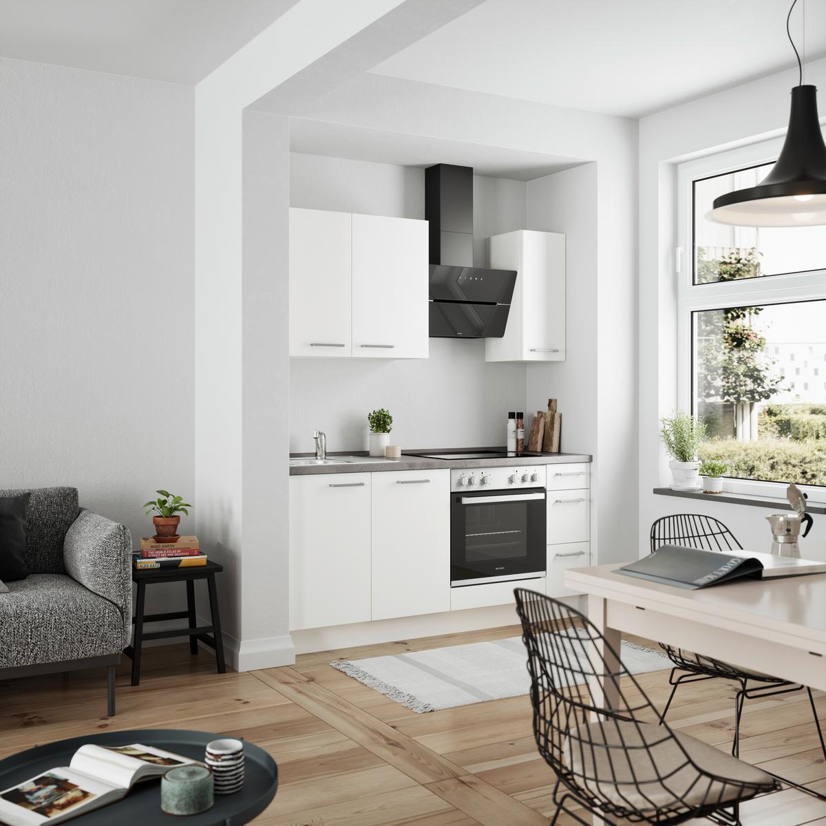 Küchenleerblock Touch High o. Geräte Weiß - Edelstahlfarben/Weiß, MODERN, Holzwerkstoff/Metall (180cm) - Nobilia