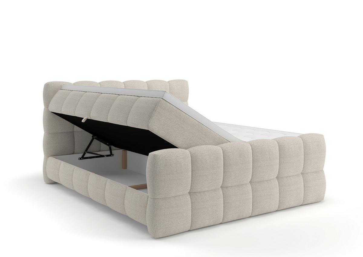Boxspring Krevet Brisbane - crna/krem, Trend, drvni materijal/drvo (180/200cm) - Premium Living