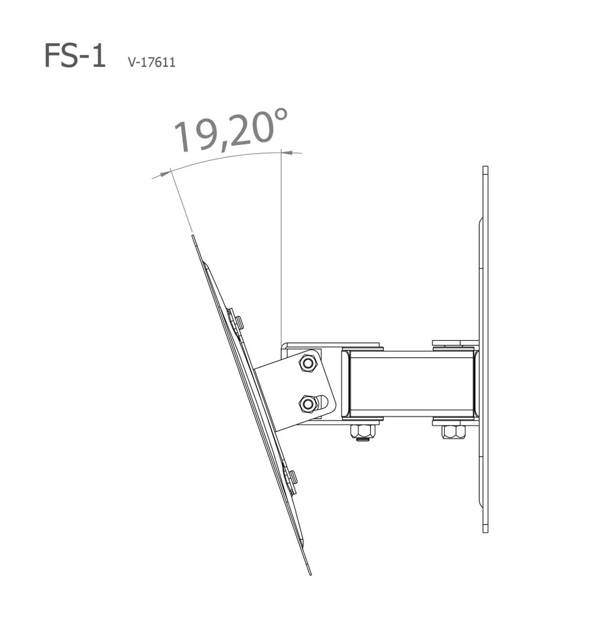 TV-Wandhalter FS 1 in ca. 25x22 cm Silber - Silberfarben, KONVENTIONELL, Metall (24,33/22/9,6cm) - MID.YOU