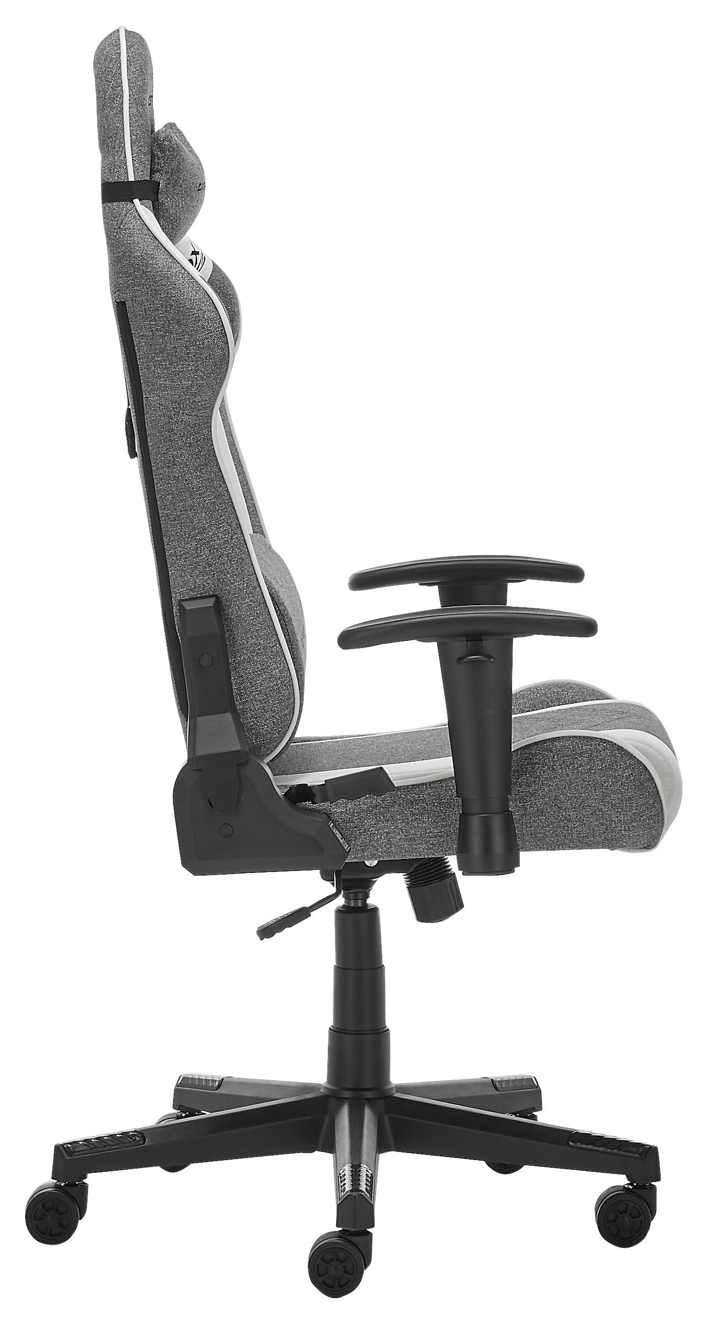 GAMINGSTOL PRINCE -EXKLUSIV- - vit/grå, Modern, textil/plast (70/126/70cm) - Dxracer