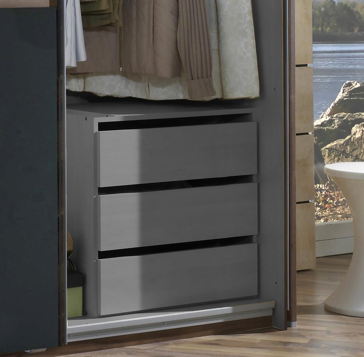 WKŁAD Z SZUFLADAMI SZUFLADY - szary, Modern, materiał drewnopochodny (66/48/54cm) - MID.YOU