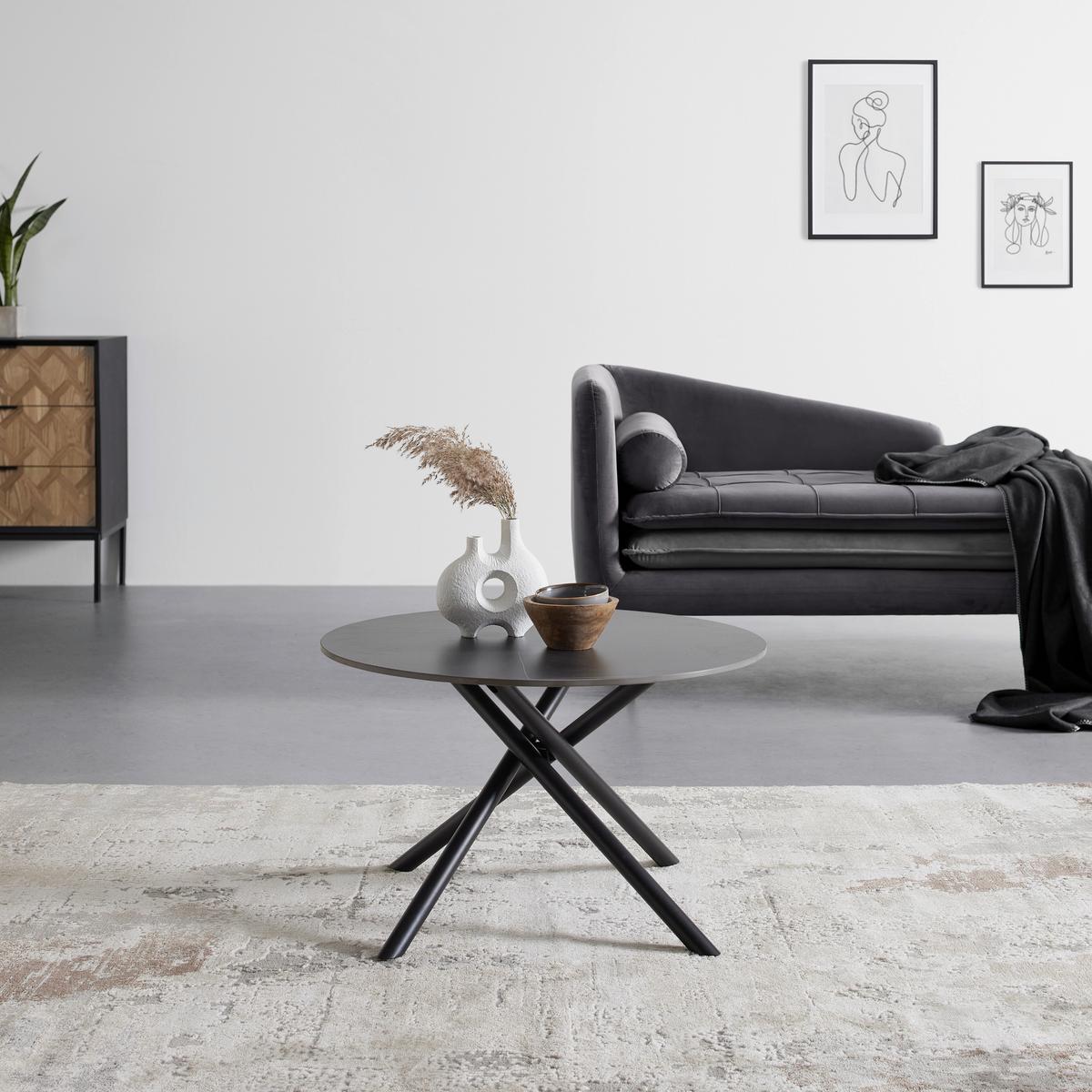 Couchtisch Marbella Schwarz - Schwarz, MODERN, Keramik/Metall (70/70/44cm) - Mömax