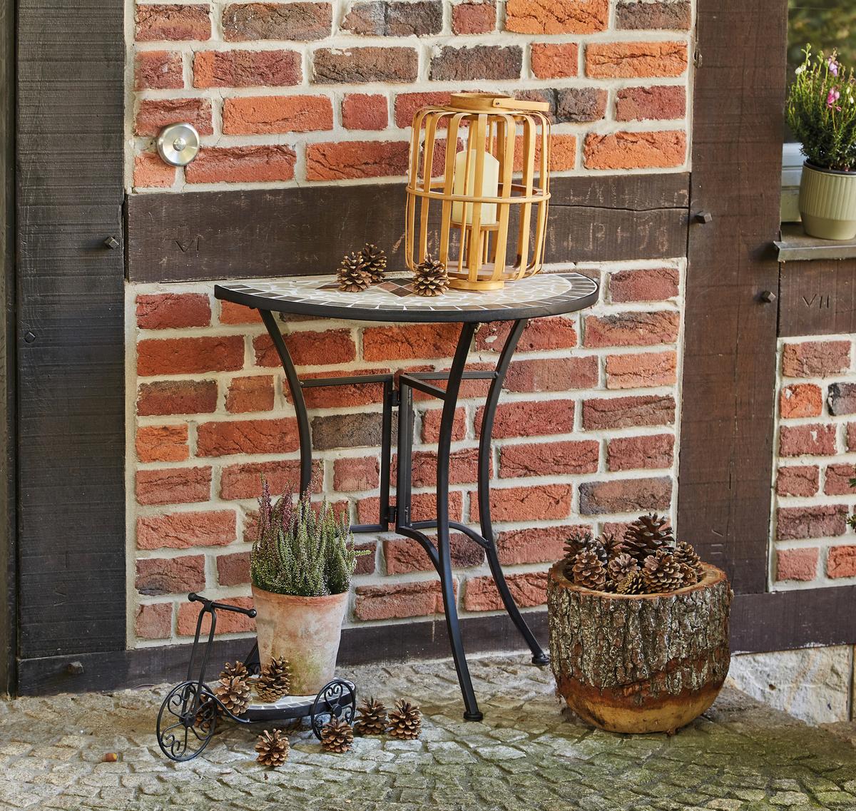 GARTENTISCH 875354 - Multicolor/Schwarz, MODERN, Keramik/Metall (70/35,5/71cm) - Siena Garden
