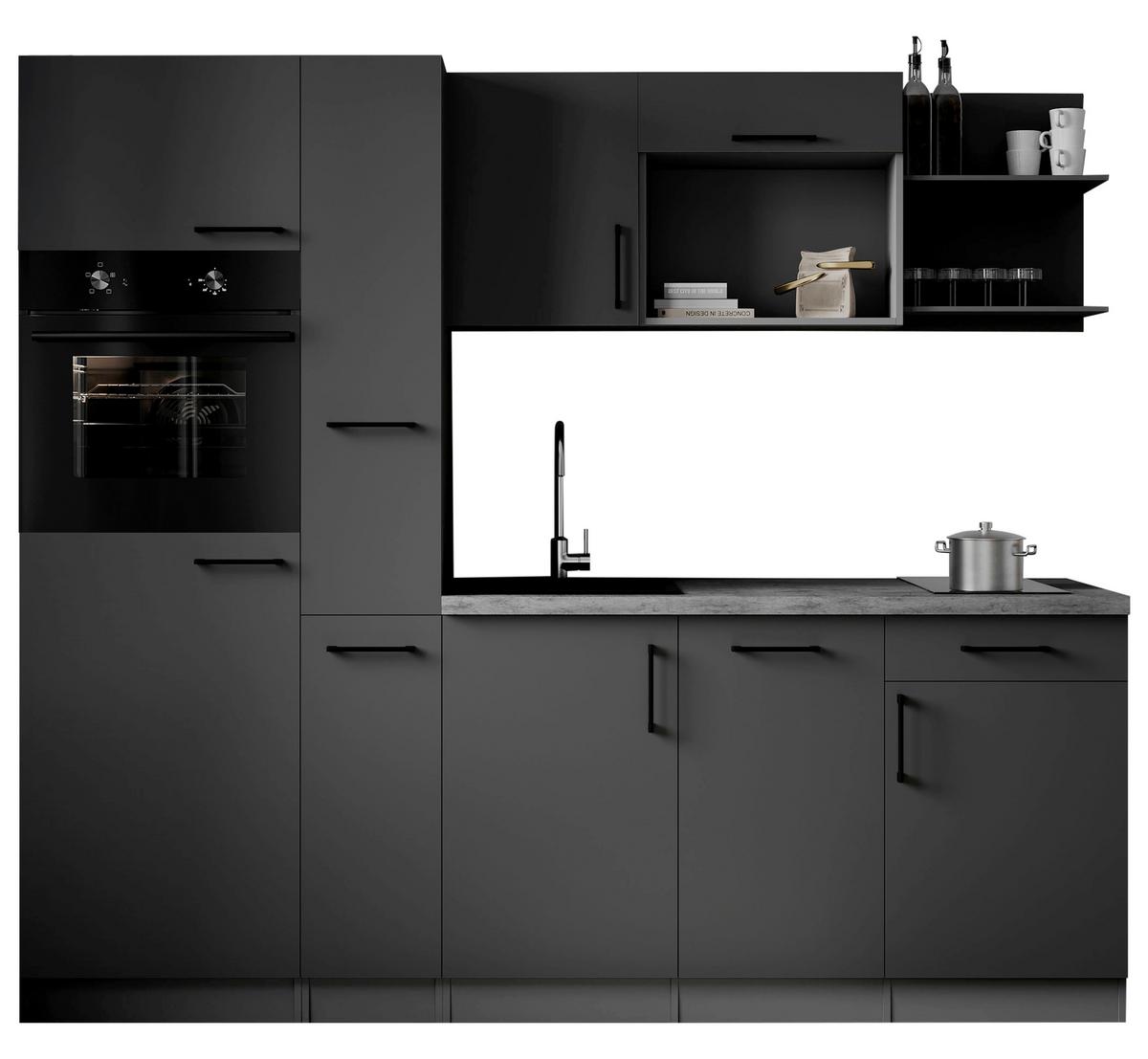 Küchenblock Oliver m. Geräten Grau - Grau, Trend, Holzwerkstoff/Metall (235cm) - Respekta