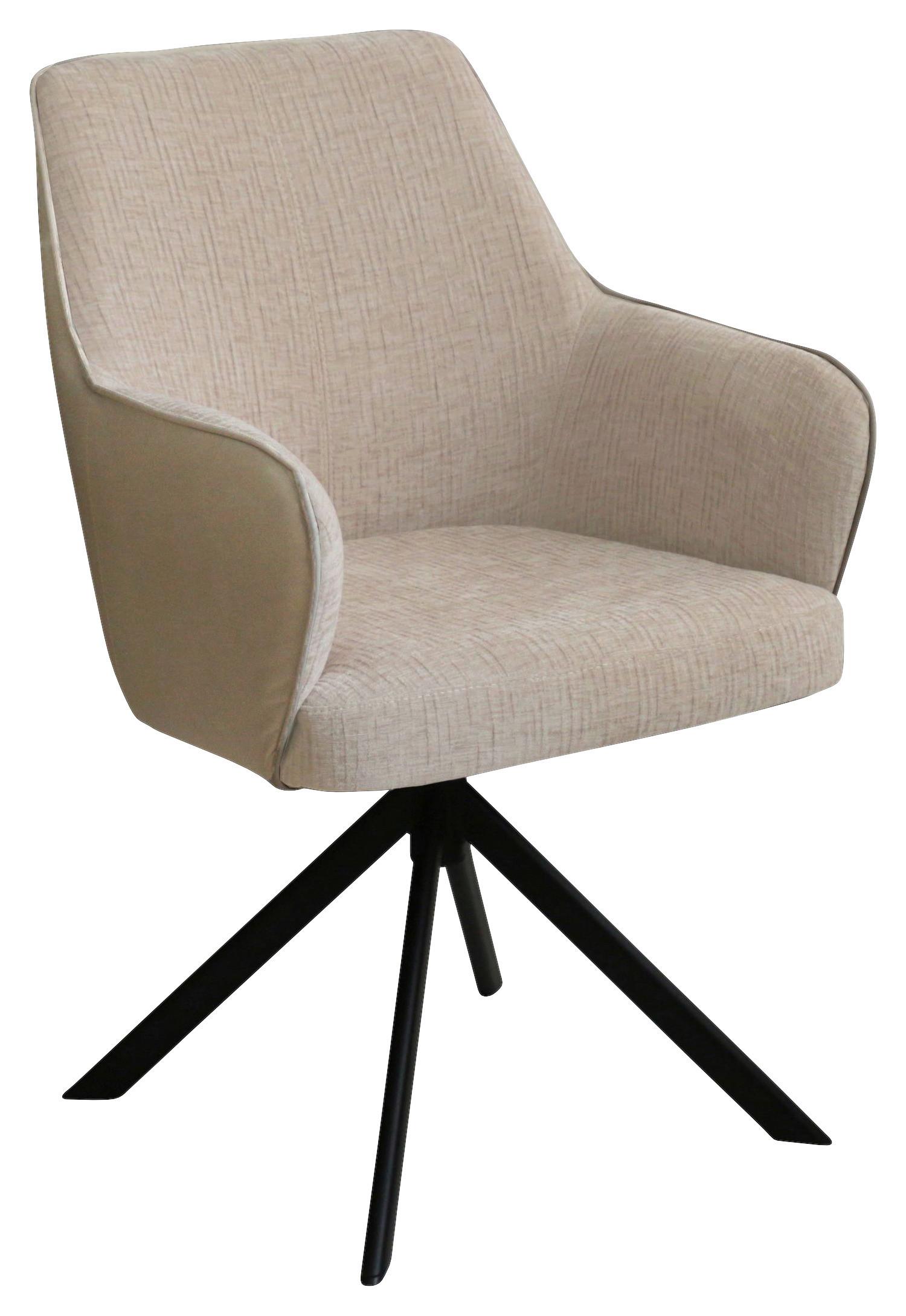 KRZESŁO Z PODŁOKIETNIKAMI BARI - beżowy/czarny, Design, metal/tkanina (58/87/64,5cm) - Novel