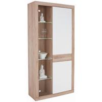 Vitrina Malta - bijela/boje hrasta, Moderno, staklo/drvni materijal (96/197/35cm) - Modern Living