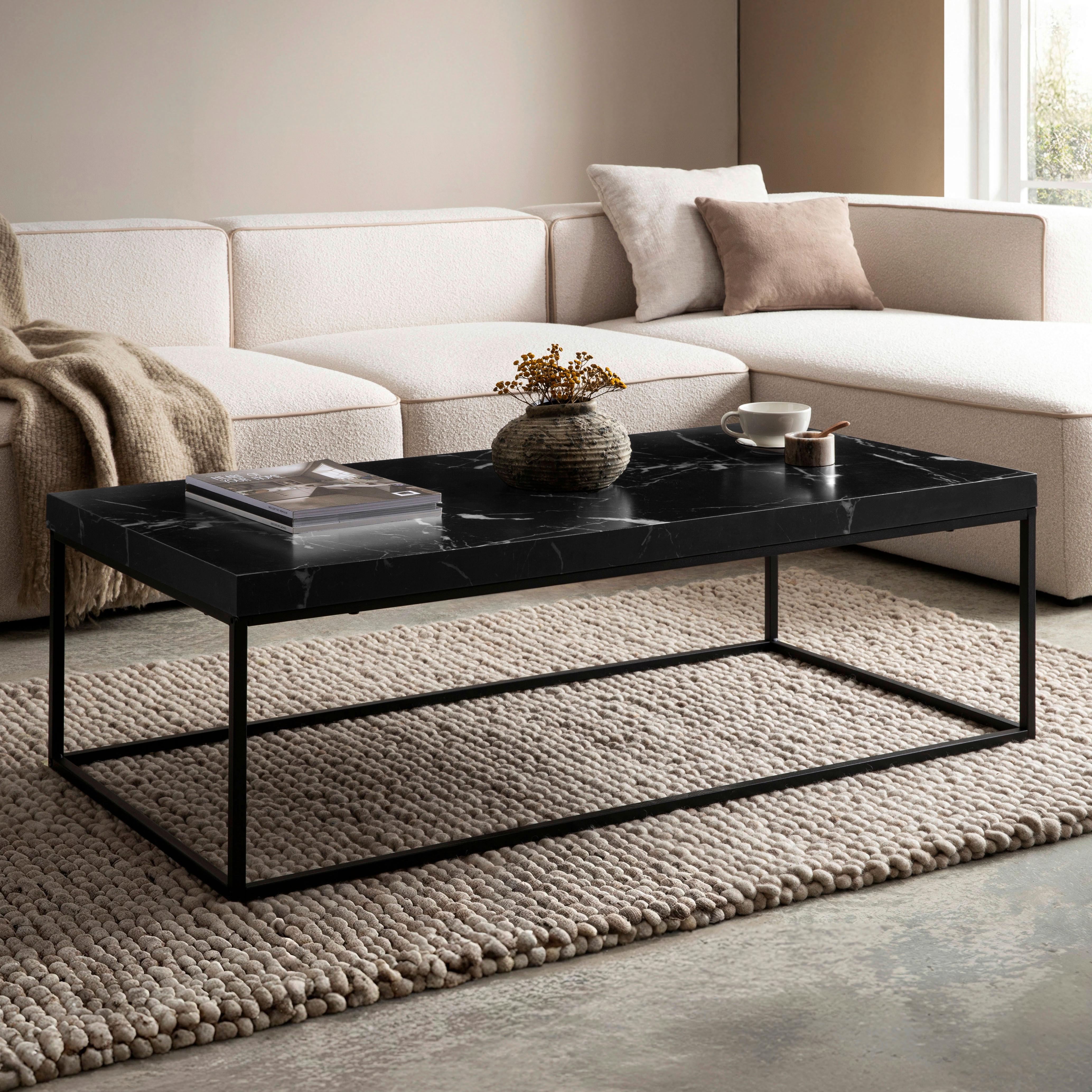 COUCHTISCH WL6.920 - Schwarz, Design, Holzwerkstoff/Metall (120/60/38cm) - Livetastic