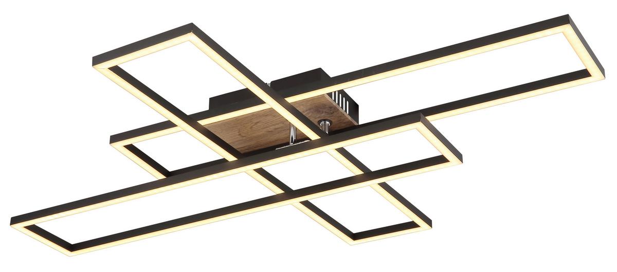 LED-DECKENLEUCHTE 67208-40 DAKARI - Chromfarben/Weiss, Design, Holzwerkstoff/Kunststoff (80/60/10cm) - Globo