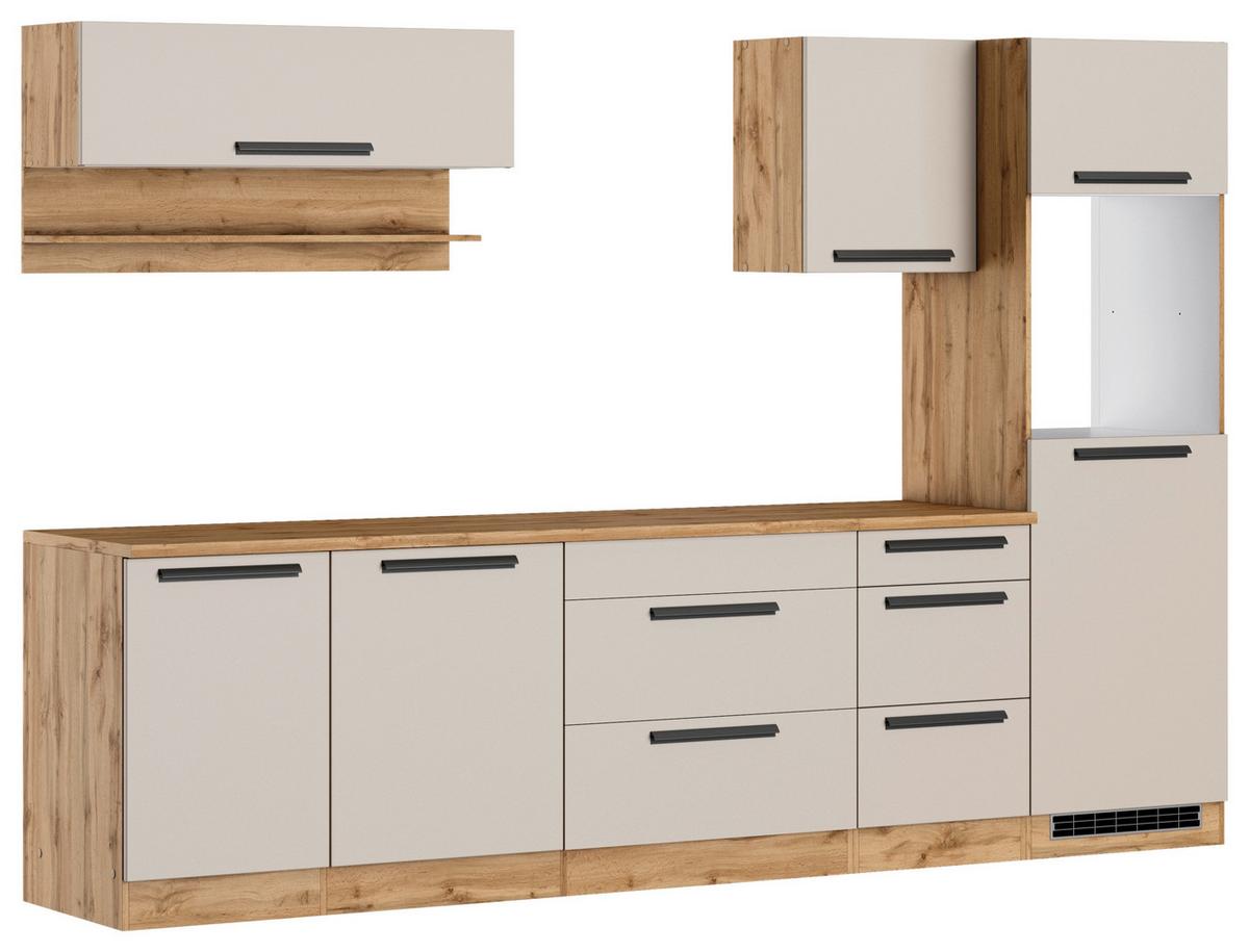 Küchenleerblock Aveiro o. Geräte Kaschmir - Kaschmir/Eiche Wotan, Trend, Holzwerkstoff/Metall (300cm) - Held