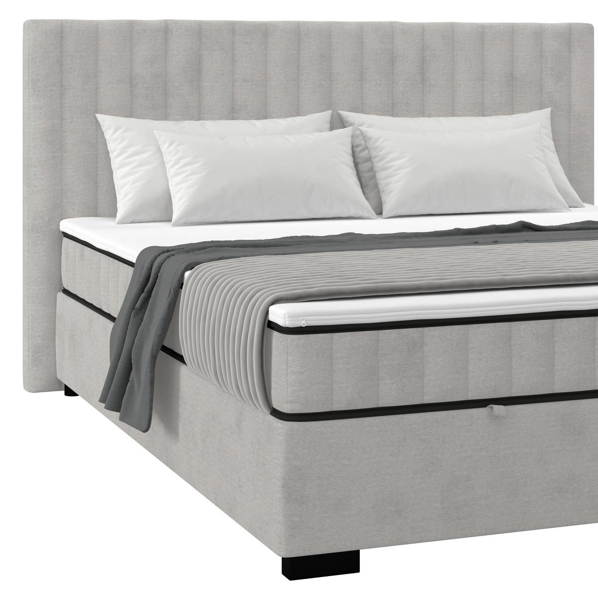 Box Krevet Maya C - svijetlo siva/crna, Moderno, drvni materijal/drvo (200/220cm) - Based