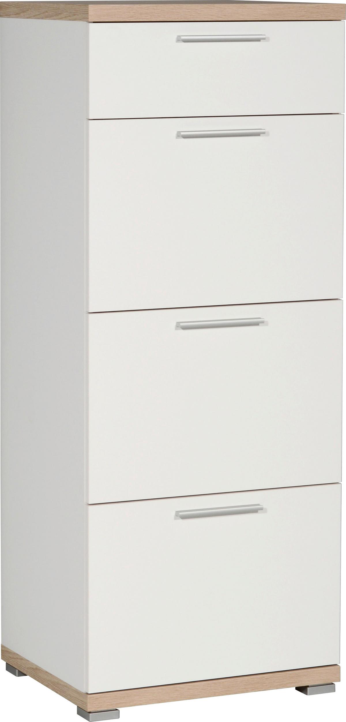 Kommode in Eichefarben/Weiß - Alufarben/Weiß, MODERN, Holzwerkstoff/Metall (48/120/40cm) - Mömax