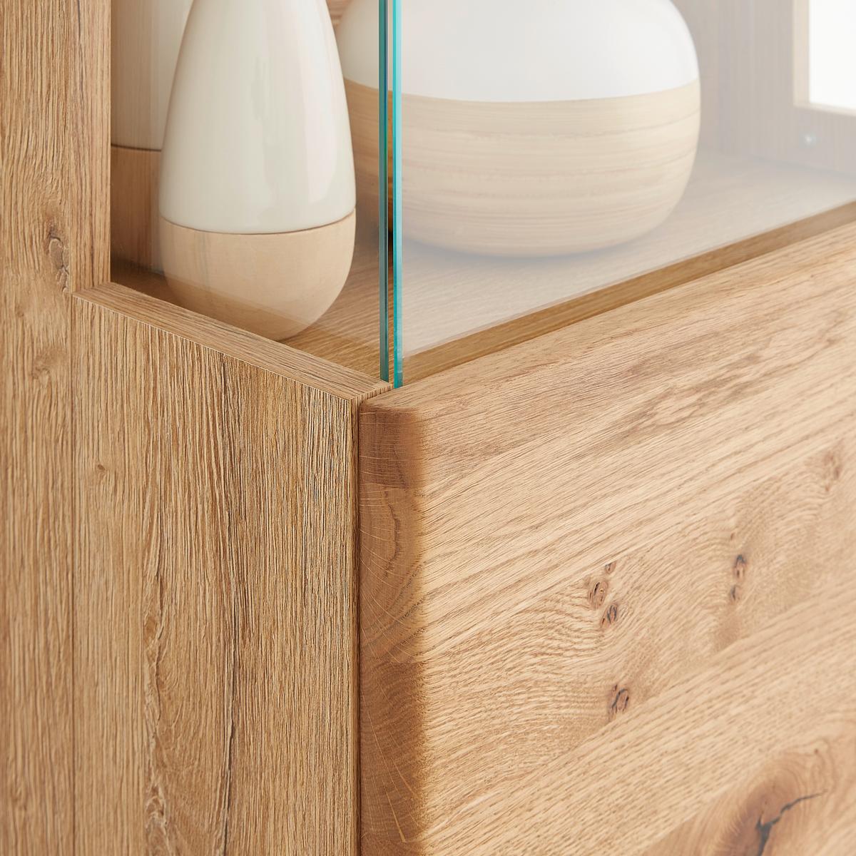 Hängevitrine in Wildeiche - Wildeiche/Schwarz, Modern, Glas/Holz (50/138/37cm) - Premium Living