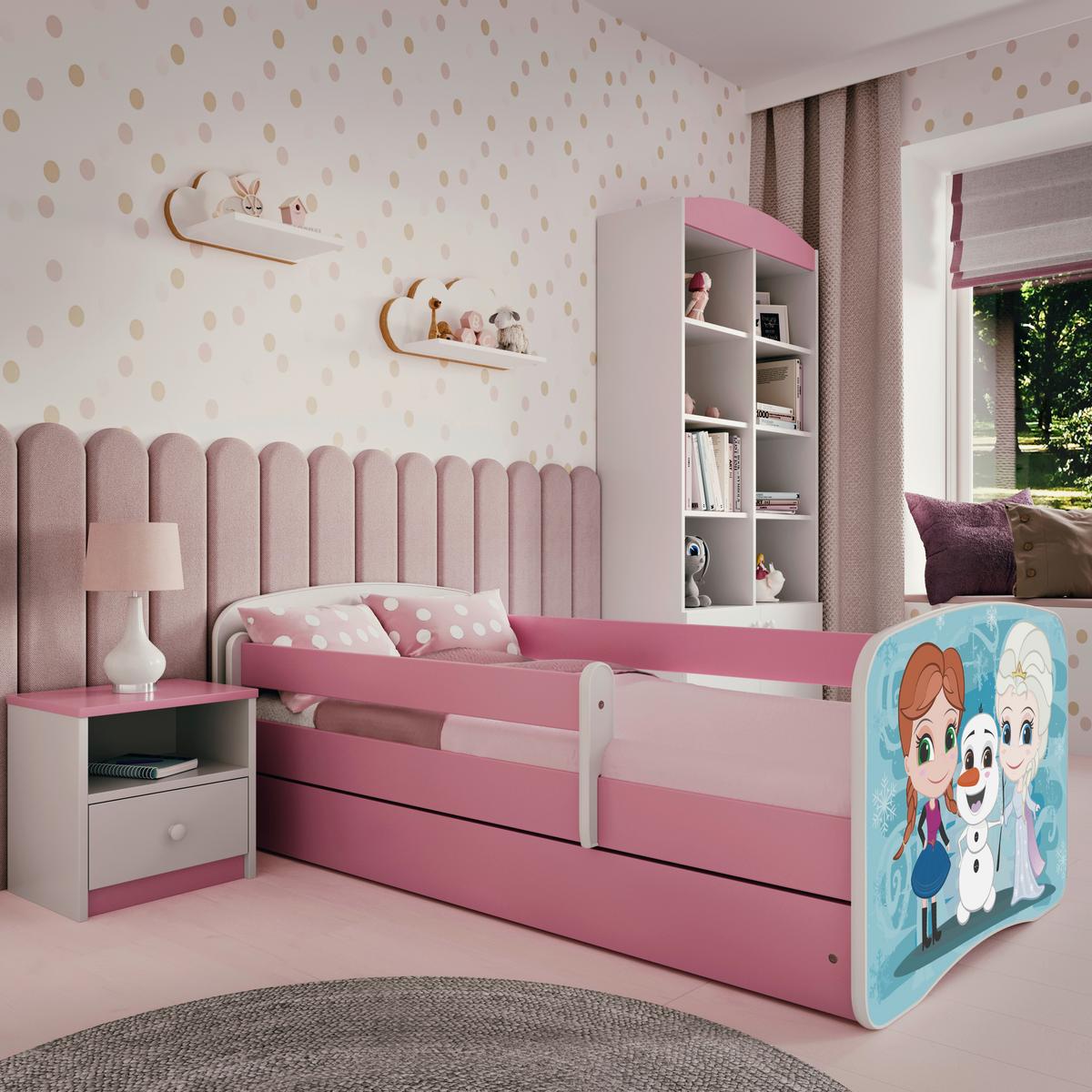 Otroška Postelja Babydreams, Bela, Roza, 80x160cm - pink/bela, Moderno, tekstil/leseni material (80/160cm) - MID.YOU
