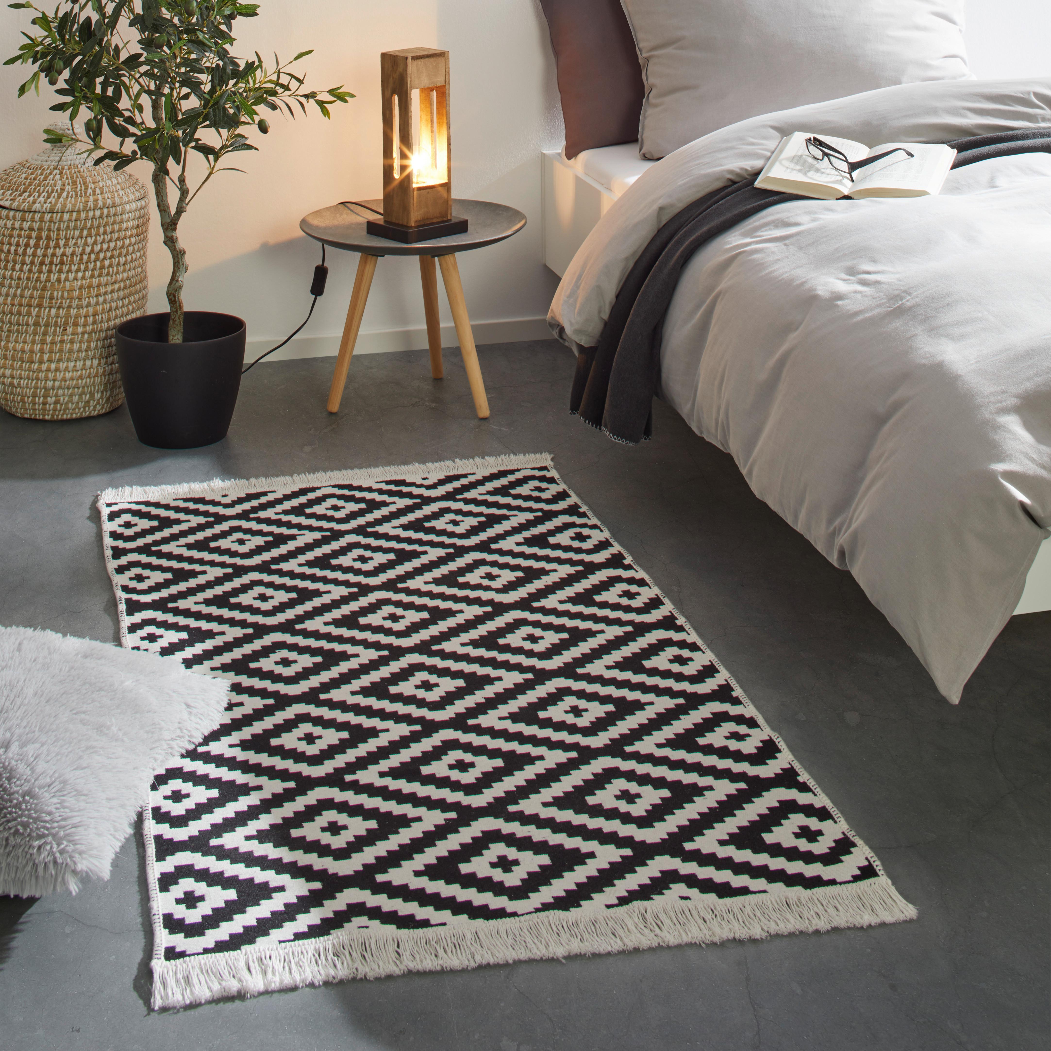HANDVÄVD MATTA INAYA 2 - vit/antracit, Modern, textil (120/170cm) - Mömax