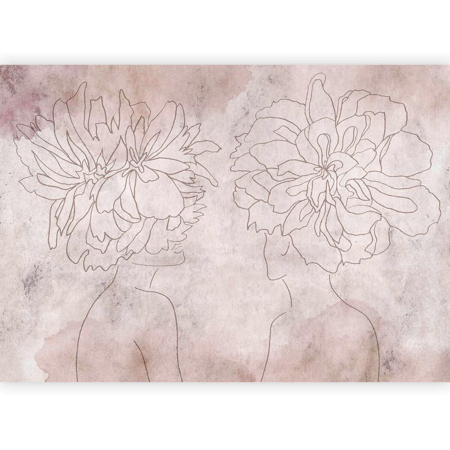 Fotótapéta Floristic Fresco - világosszürke/magenta, Lifestyle, textil (400/280cm) - artgeist