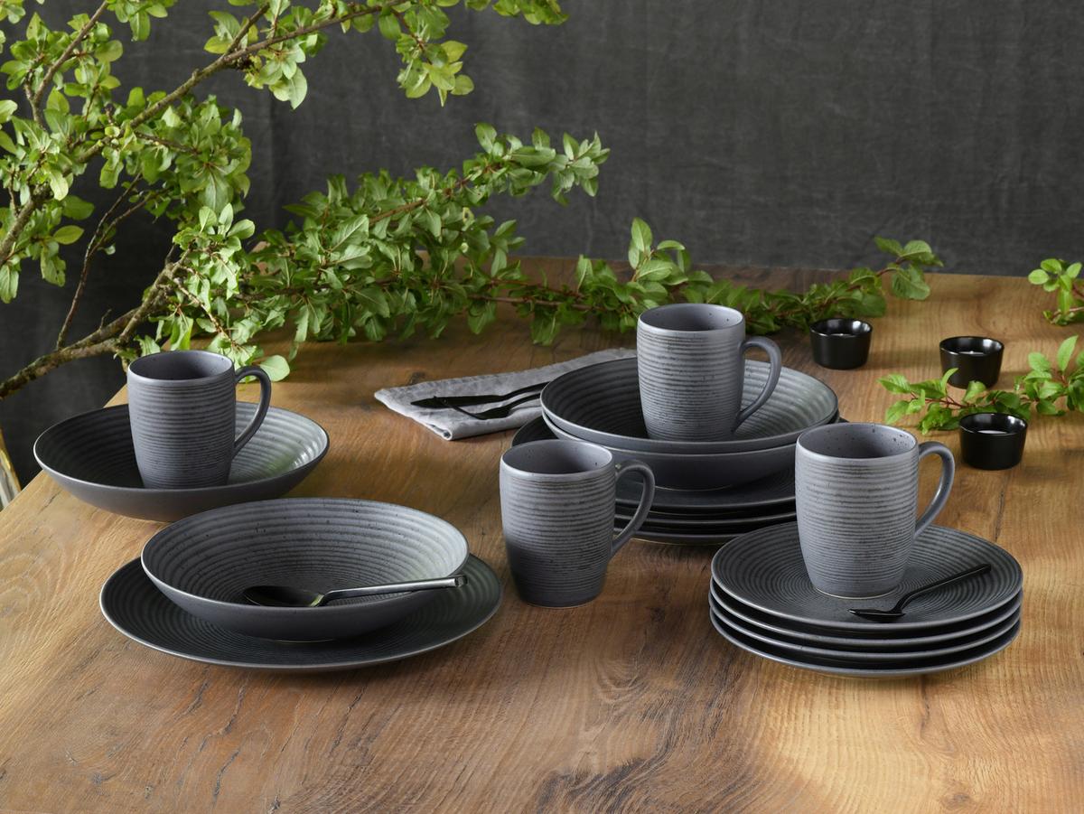 Kombiservice Catania Anthrazit, 16-teilig - Anthrazit, Design, Keramik - Creatable