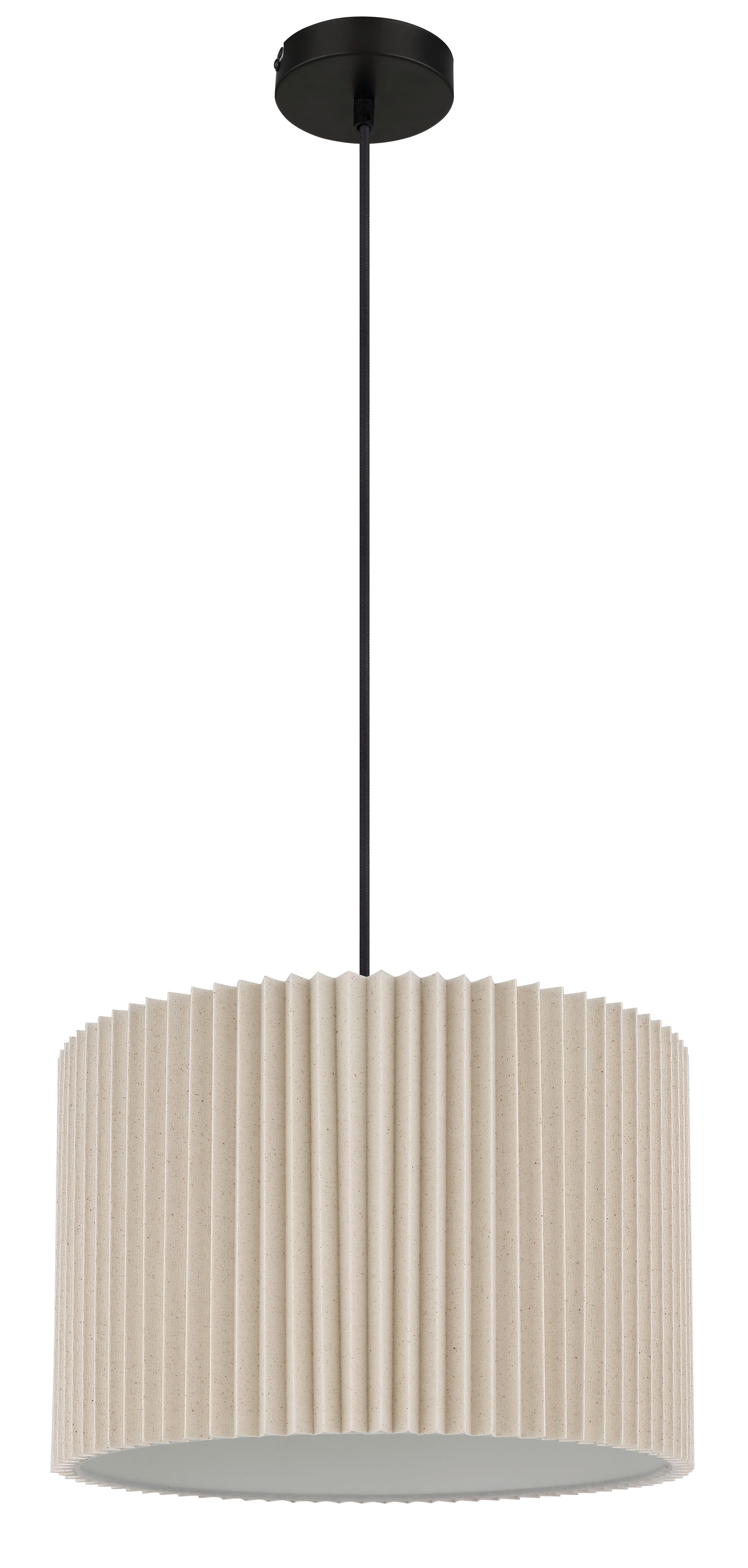 HÄNGELEUCHTE 15757H PAGE - Schwarz/Naturfarben, Basics, Textil/Metall (38/120cm) - Globo