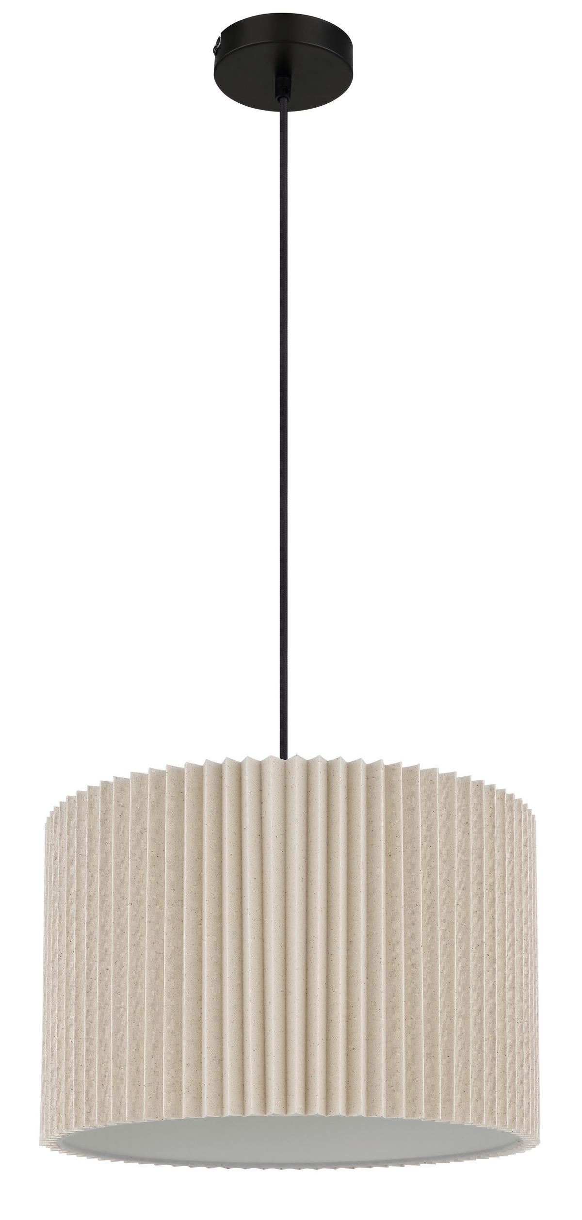 HÄNGELEUCHTE 15757H PAGE - Schwarz/Naturfarben, Basics, Textil/Metall (38/120cm) - Globo