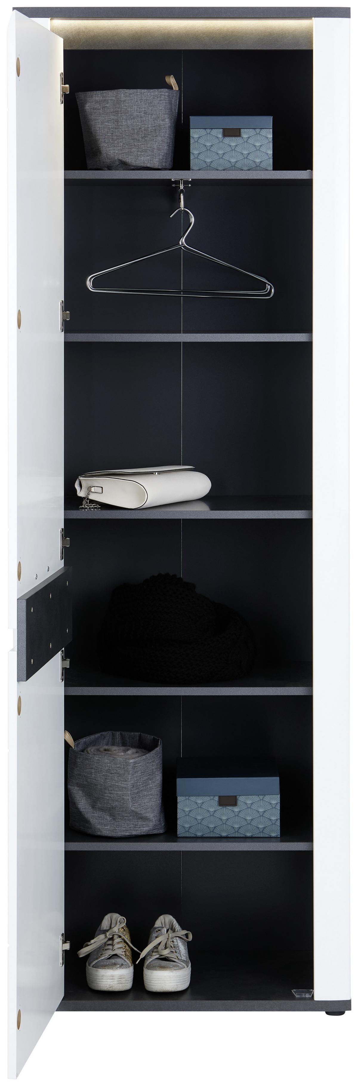 Garderobna Omara Alassio, Bela, Led - barve kroma/bela, Moderno, kovina/leseni material (65/200/37,6cm) - Mömax