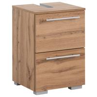 Waschbeckenunterschrank Carlos Eiche B: ca. 40 cm - Chromfarben/Eichefarben, KONVENTIONELL, Holzwerkstoff/Metall (40,2/59,1/35cm) - MID.YOU