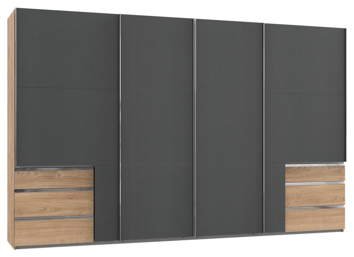 Ormar S Kliznim Vratima Level 36a - boje grafita/boje hrasta, Basics, drvni materijal/metal (350/216/65cm) - Modern Living