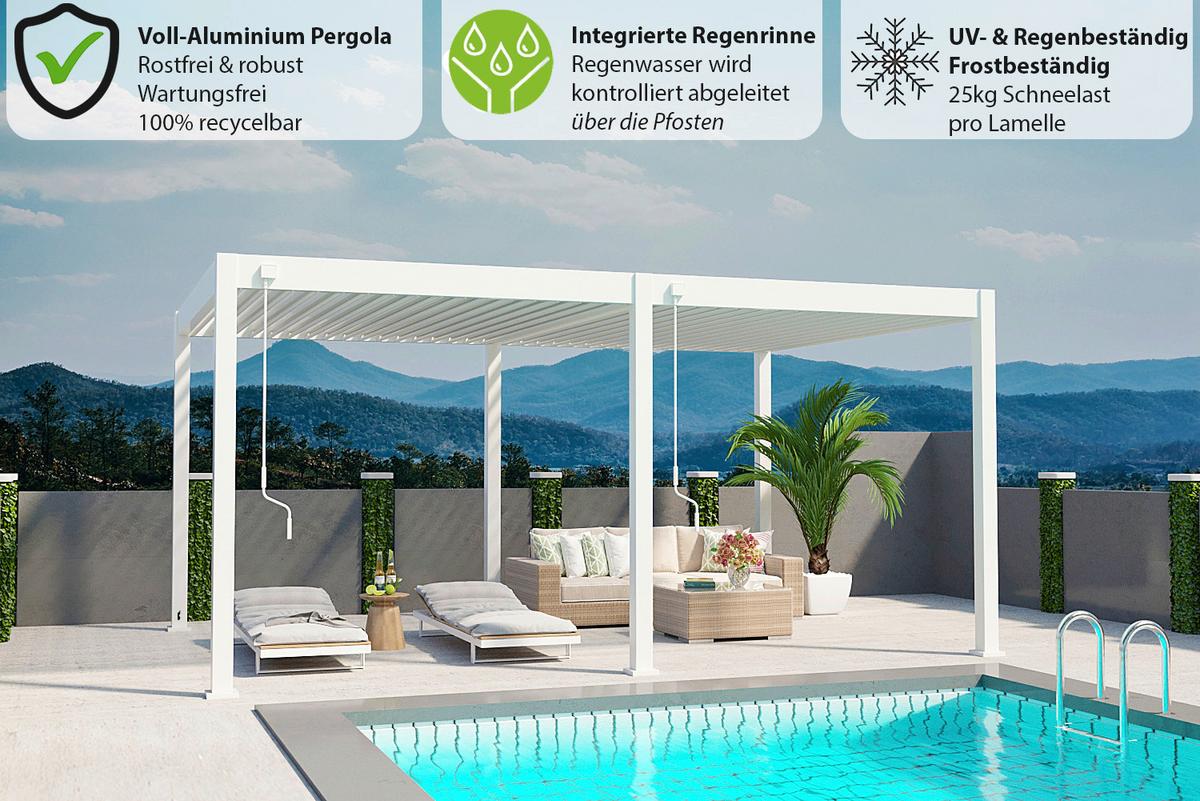 PERGOLA DELUXE 3X6M WEISS - Weiss, Basics, Metall (600/255/300cm) - Gardenson