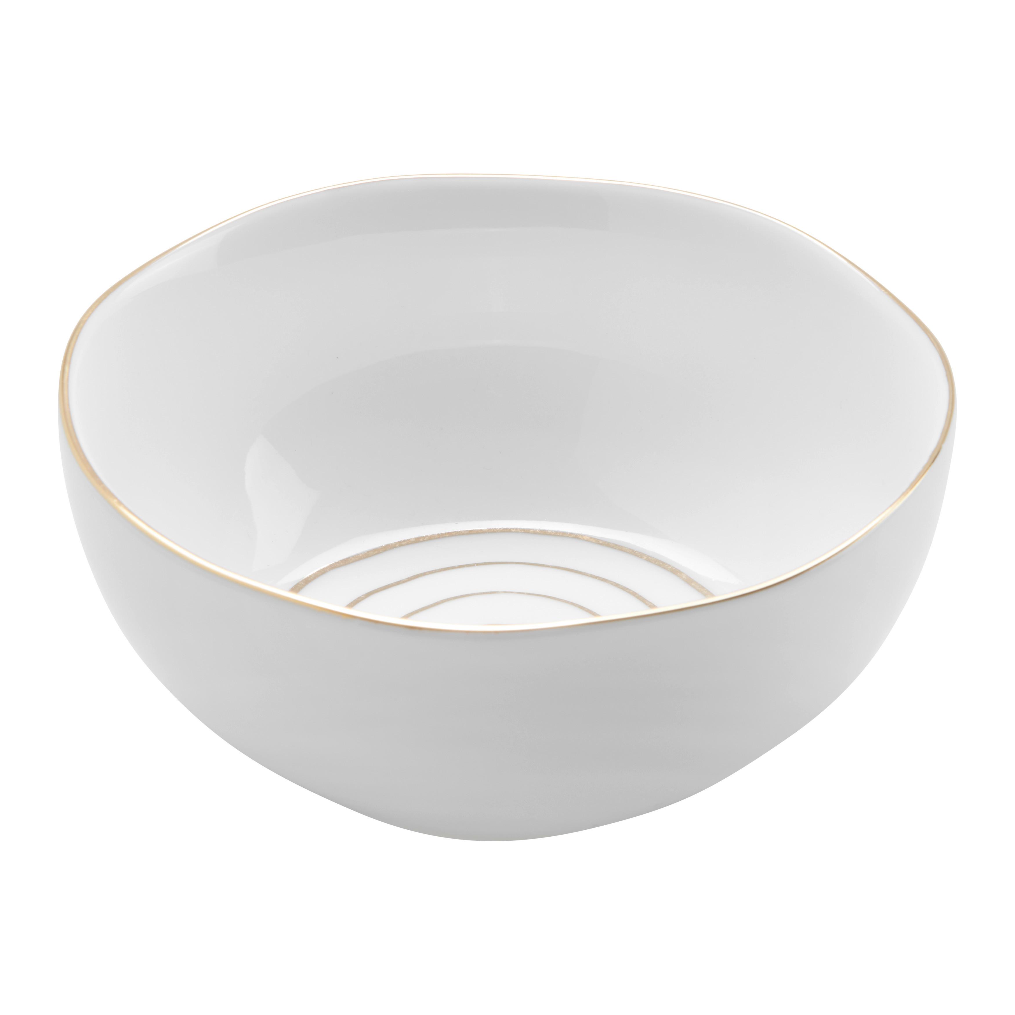 Müslischale Aus Porzellan Ø Ca. 15cm - Weiss/Goldfarben, Modern, Keramik (15/7cm) - Mömax
