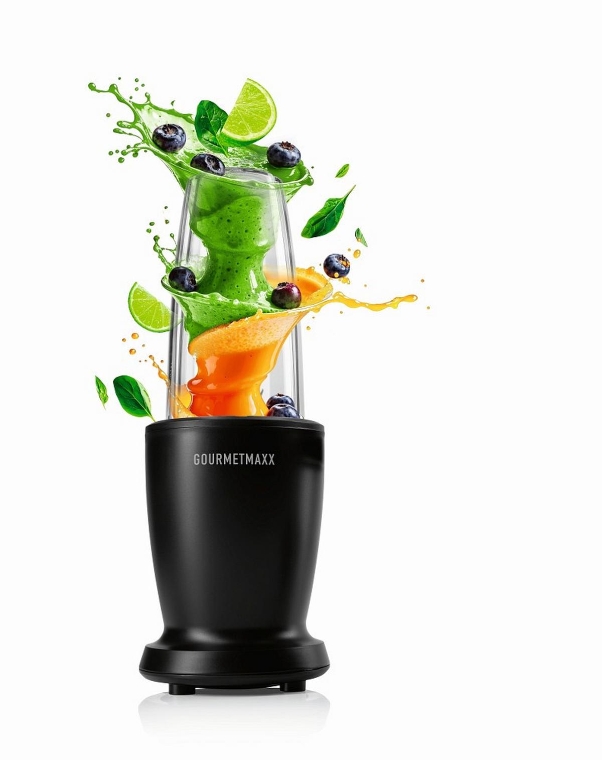 BLENDER DO SMOOTHIE 16821 - czarny/przezroczysty, Basics, tworzywo sztuczne/metal (11,5/11,5/31,8cm) - GOURMETMAXX