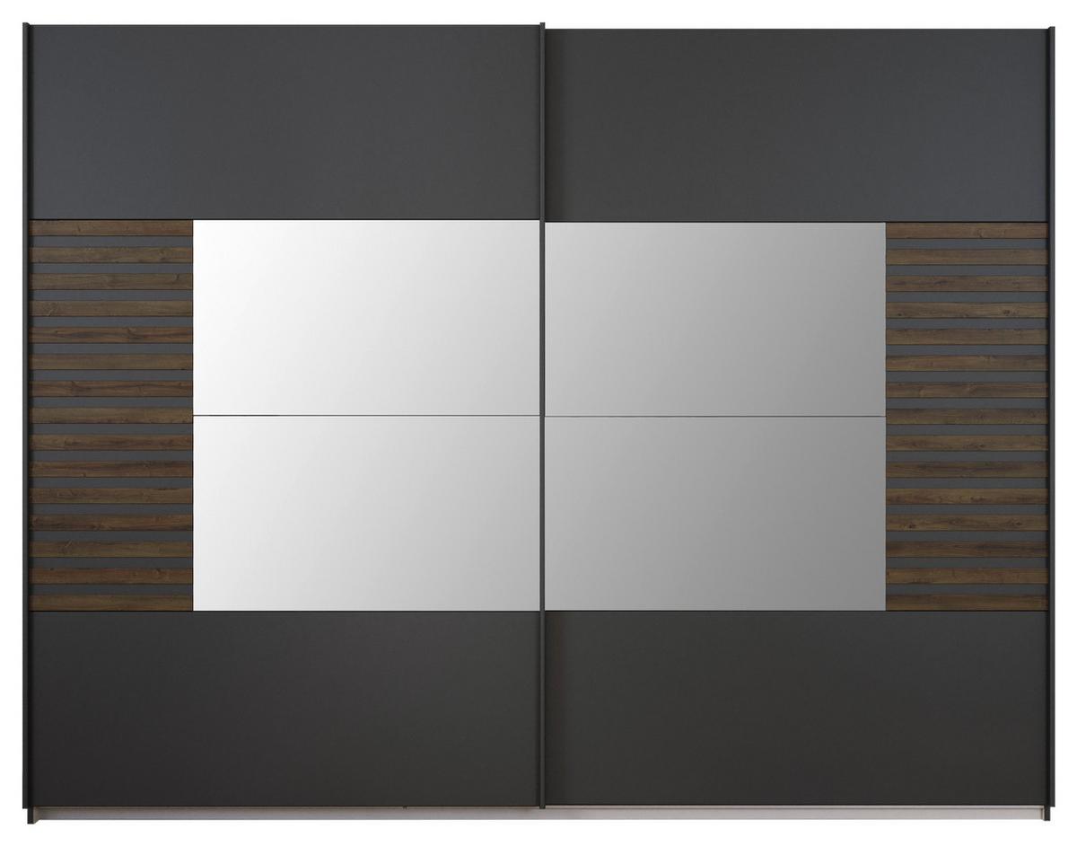 Omara Z Drsnimi Vrati Barea, Temno Siva - temno siva/siva, Moderno, kovina/leseni material (271/210/62cm) - Rauch Möbel