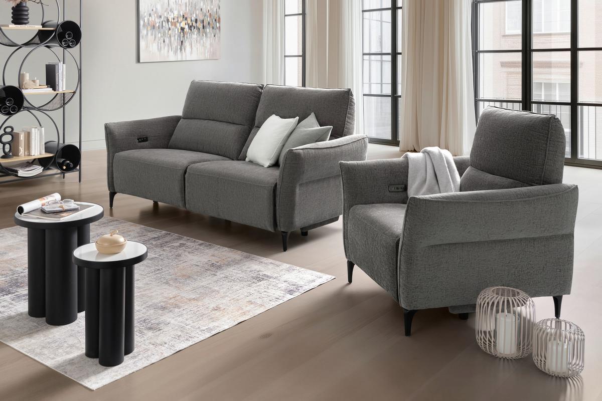 2-Sitzer-Sofa Cape Town Dunkelgrau - noir/gris foncé, Modern, métal/textile (200/98/93cm) - Mömax