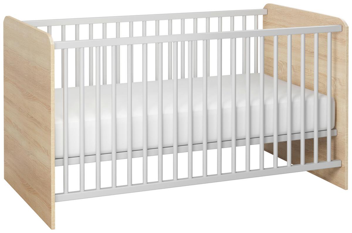 Gitterbett Wiki ca. 70x140 cm Weiß/Eiche - Weiß/Sonoma Eiche, KONVENTIONELL, Holzwerkstoff (144/82cm) - MID.YOU