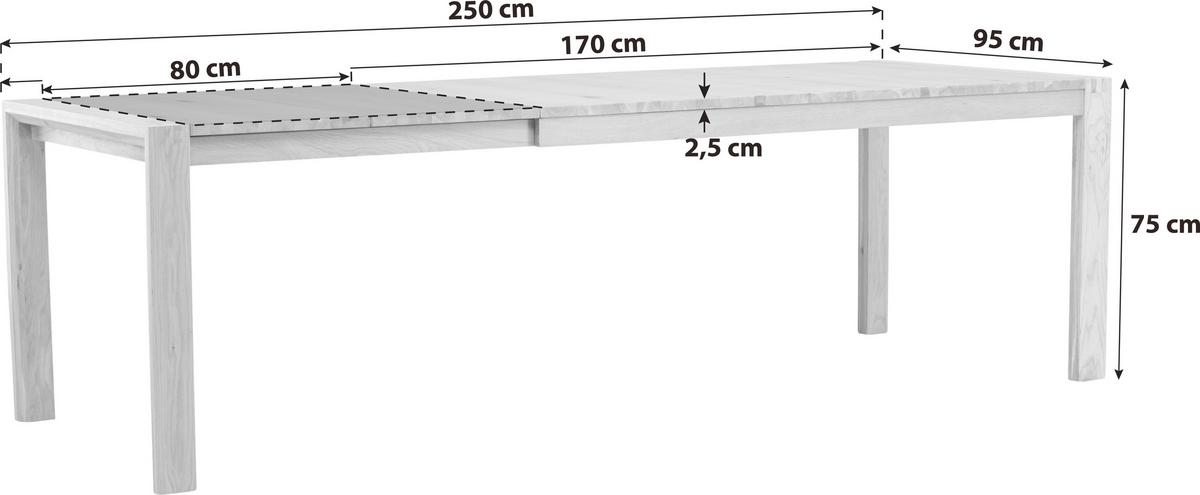 ESSTISCH SLIDER - Eichefarben, Design, Holz (170/95/75cm) - Livetastic