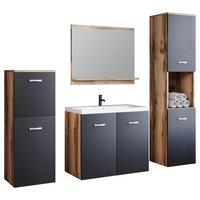 Kopalnica Malo, Barva Hrasta, Črna, 5-Delno - hrast wotan/bela, Trendi, kovina/leseni material (120cm) - P & B