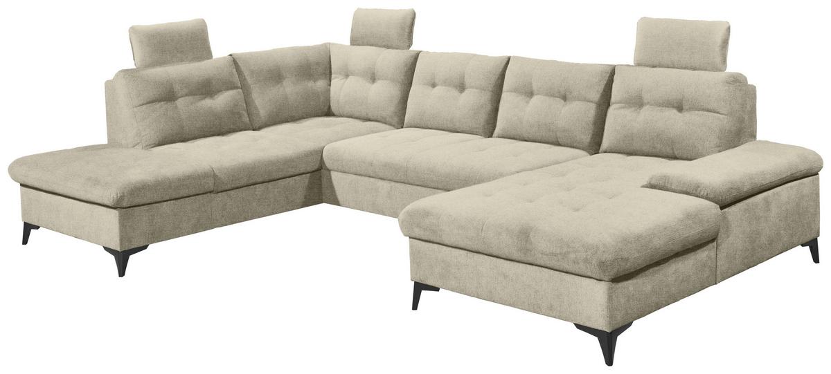 Wohnlandschaft Durban U ca. 218x324x170 cm Beige - Beige/Schwarz, KONVENTIONELL, Kunststoff/Textil (218/324/170cm) - MID.YOU