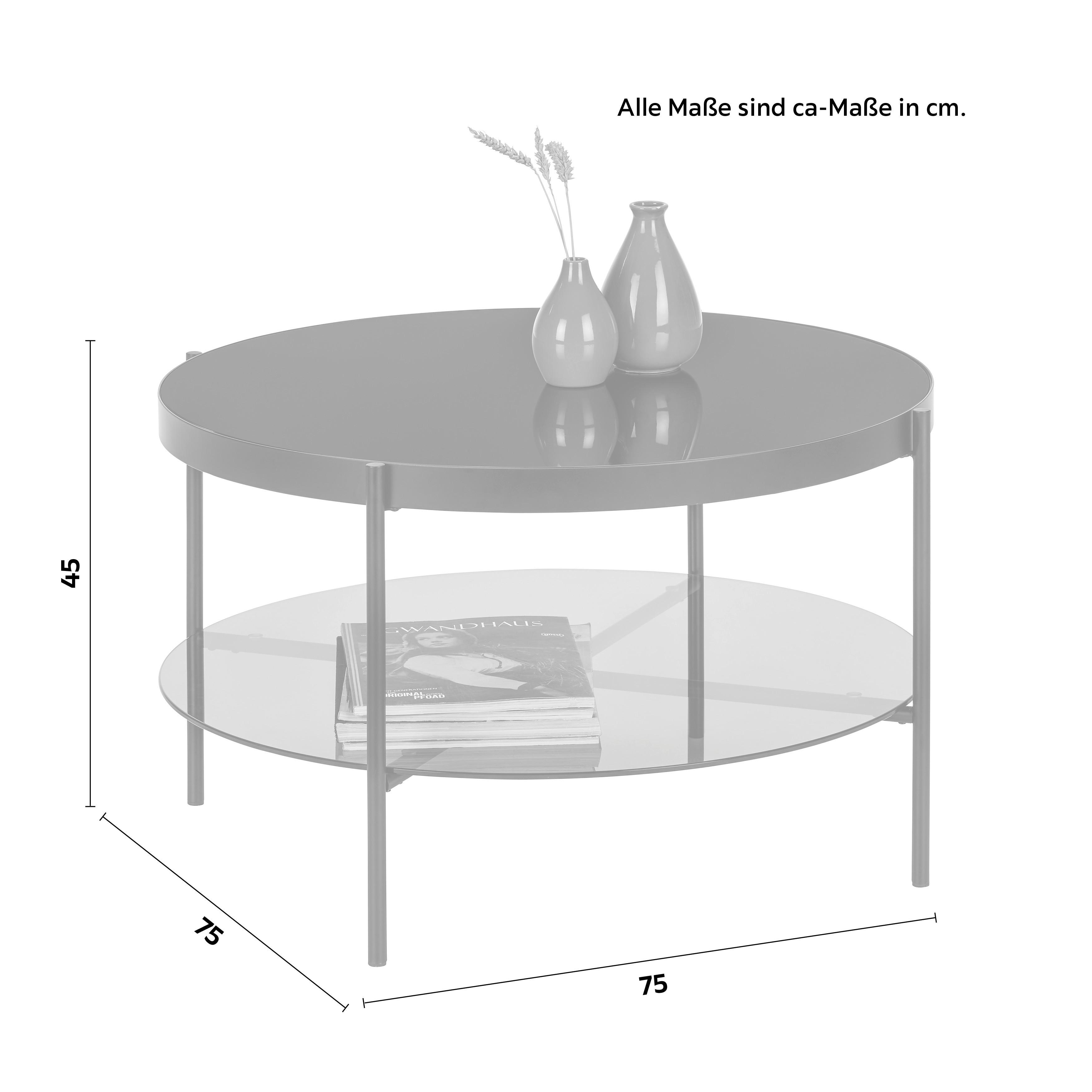 Couchtisch Aiko in Schwarz Rund - Schwarz, MODERN, Glas/Metall (75/75/45cm) - Mömax