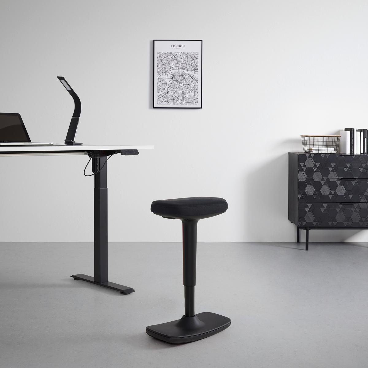 Bürohocker Leon Schwarz - Schwarz, KONVENTIONELL, Kunststoff/Textil (44/53-78/24cm) - Mömax