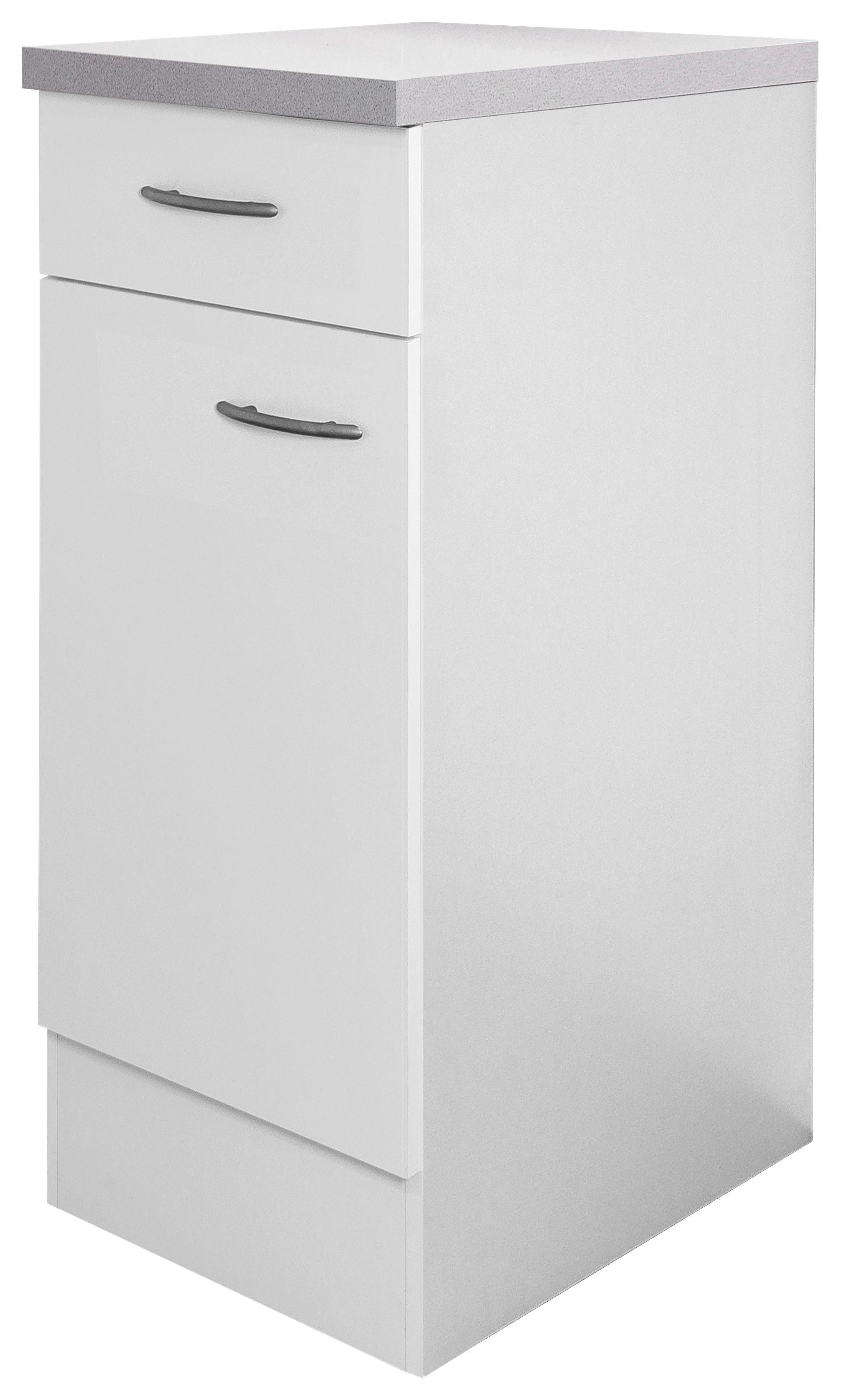 Küchenunterschrank "Wito" , Weiß - Edelstahlfarben/Hellgrau, Holzwerkstoff/Kunststoff (30/85/60cm) - FlexWell