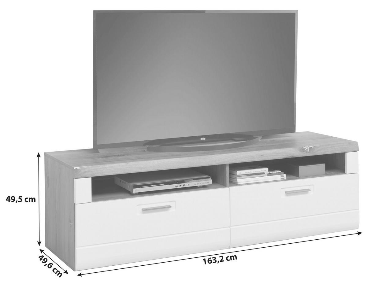 Tv-element Auris, Bela, Barva Hrasta - barve hrasta/bela, Moderno, umetna masa/leseni material (163/50/50cm) - Mömax